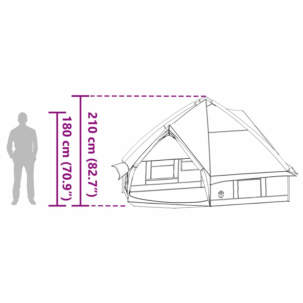 Teepee šator za 8 osoba Siva i narančasta 490 x 410 x 210 cm