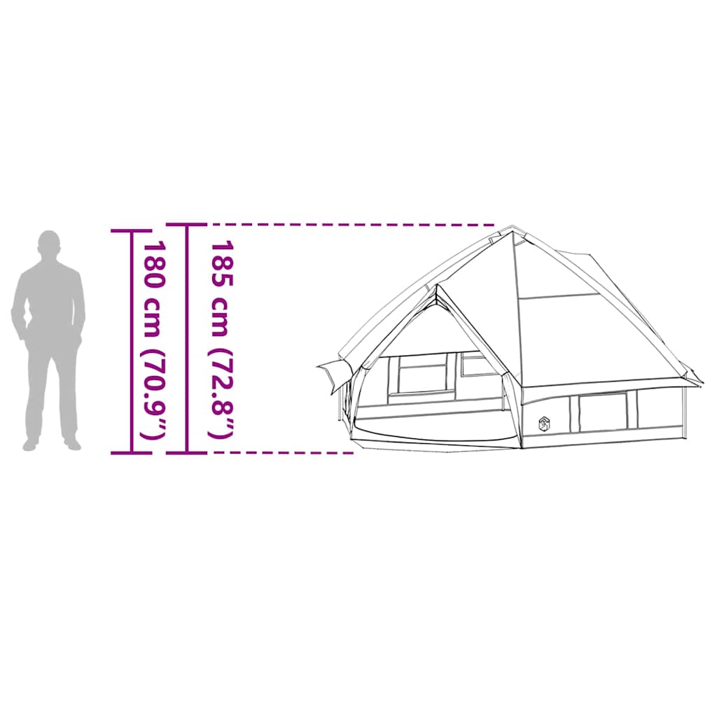 Šator Teepee za 6 osoba Zelena i bijela 431 x 366 x 185 cm