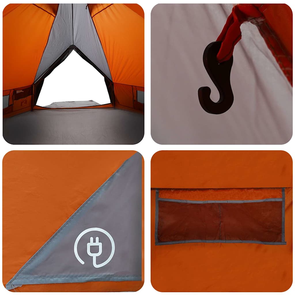 Teepee šator za 6 osoba Siva i narančasta 431 x 366 x 185 cm
