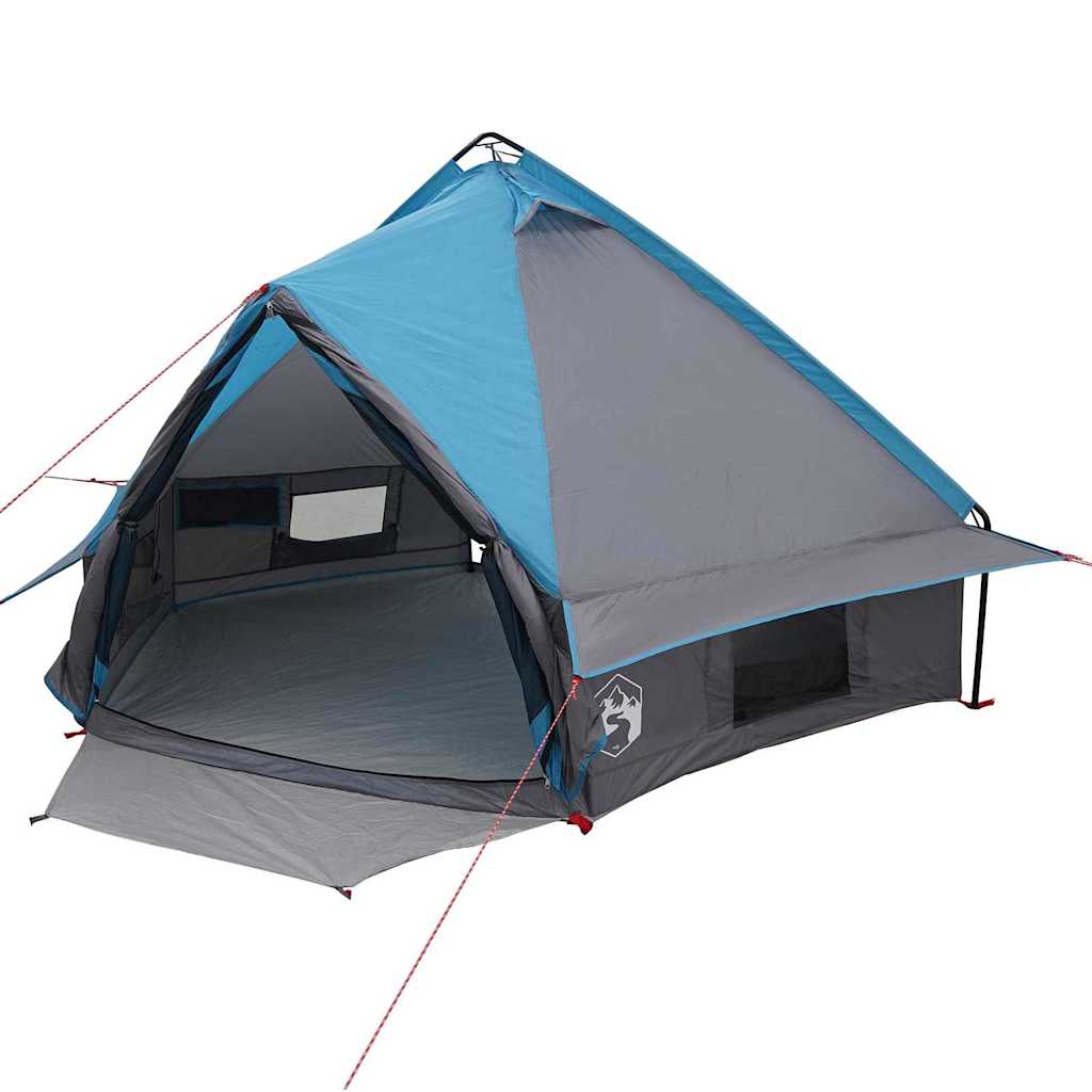 Tenda za 4 osobe s krovom Plava i siva 388 x 320 x 169 cm