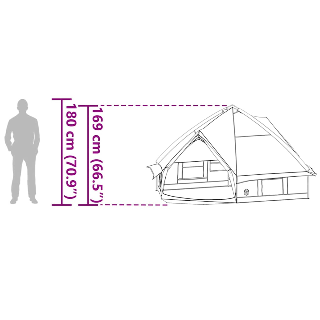 Tenda za 4 osobe s krovom Plava i siva 388 x 320 x 169 cm