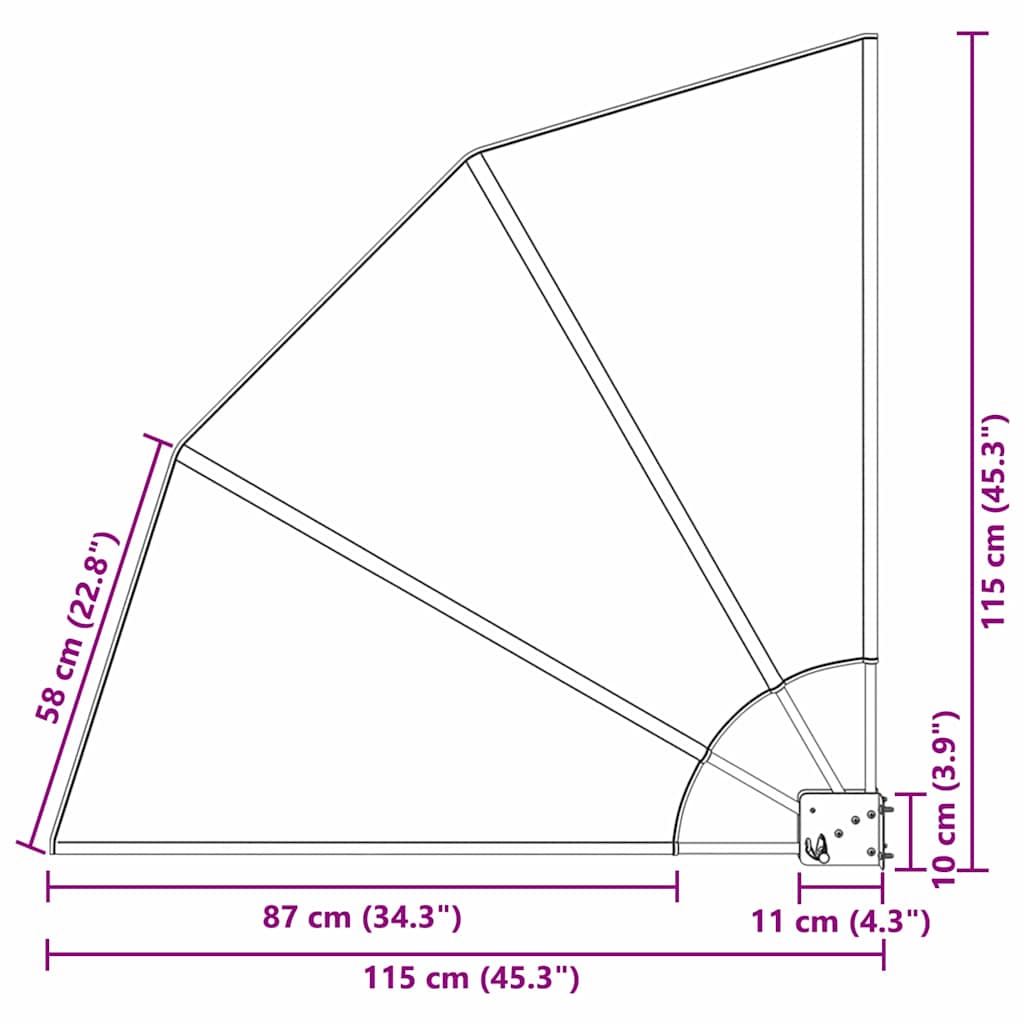 Zaslon za privatnost na balkonu 115 x 115 cm Poliester Crna