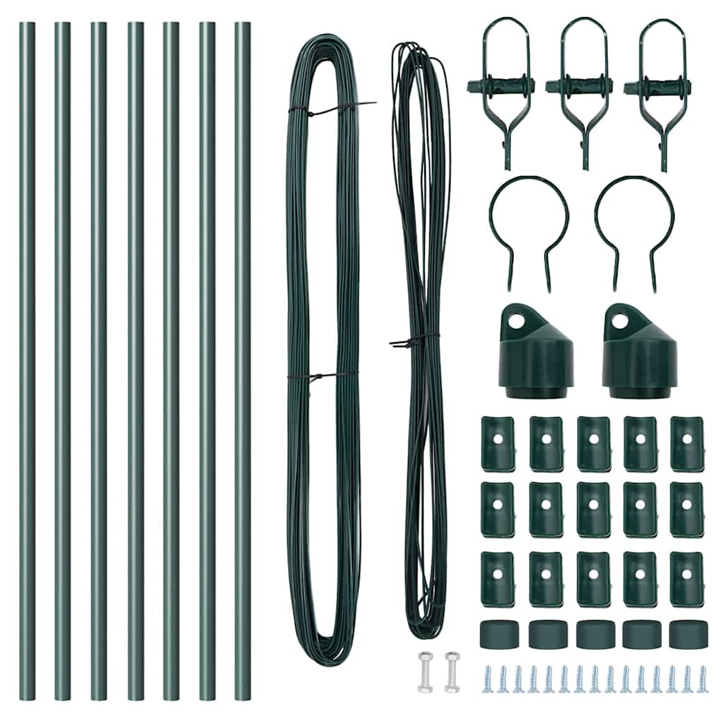 Stup za ogradu 7 pcs Zelena Čelik