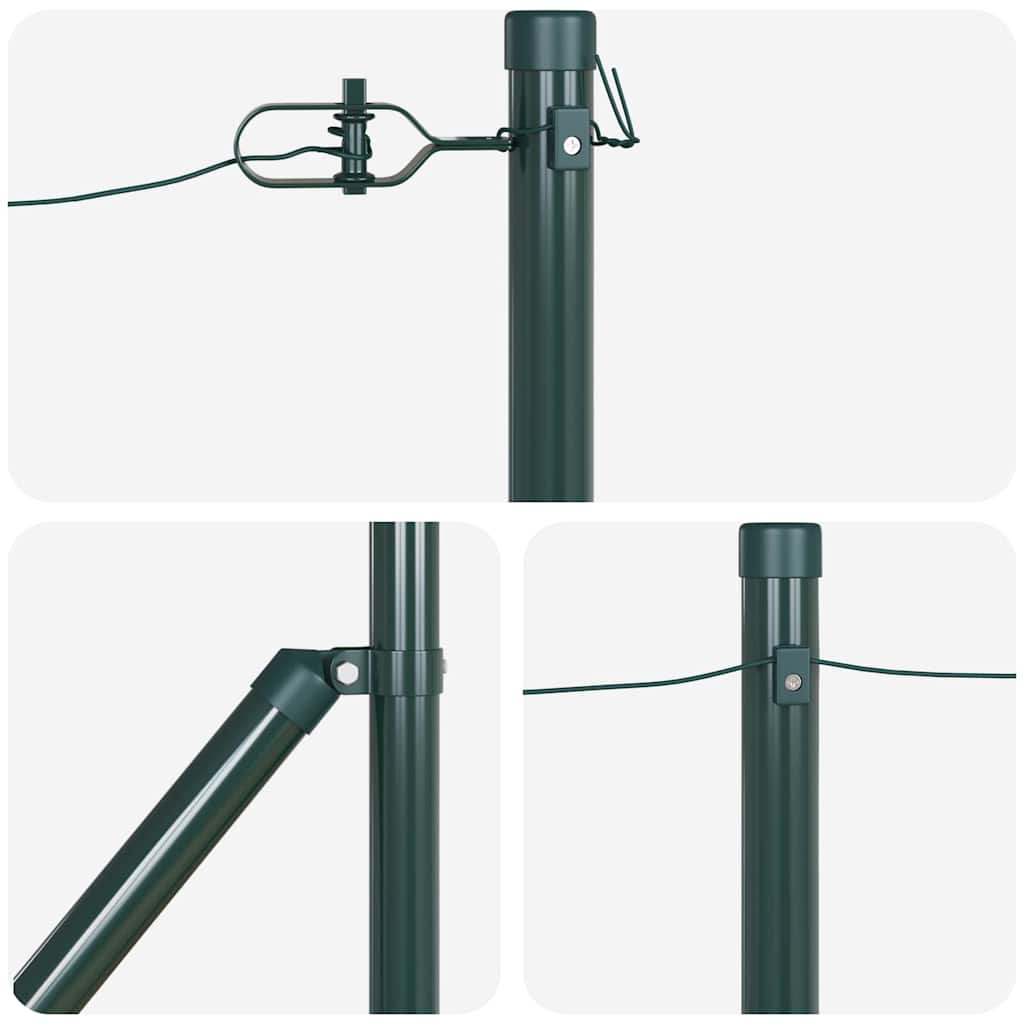 Stup za ogradu 7 pcs Zelena Čelik