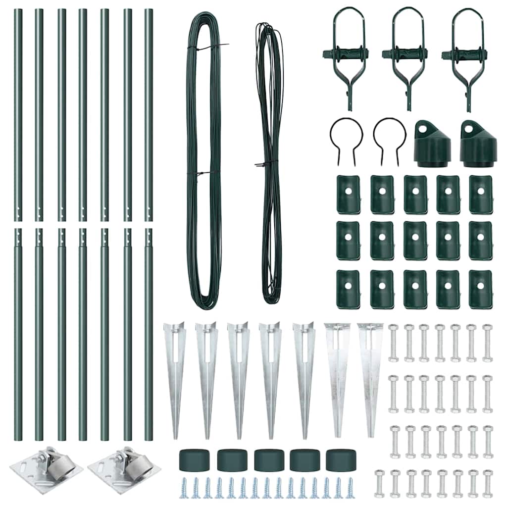 Stup za ogradu 7 pcs Zelena Čelik