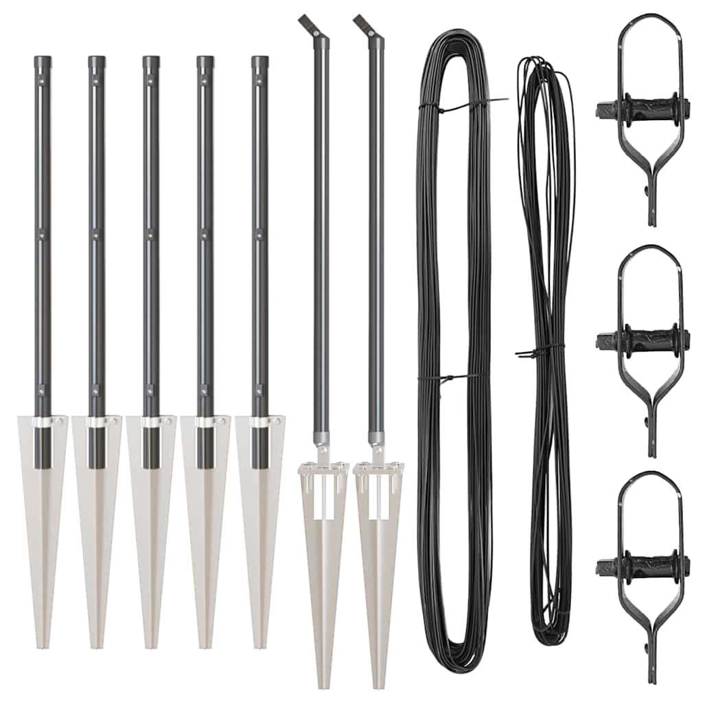 Stup za ogradu 7 pcs Siva Čelik