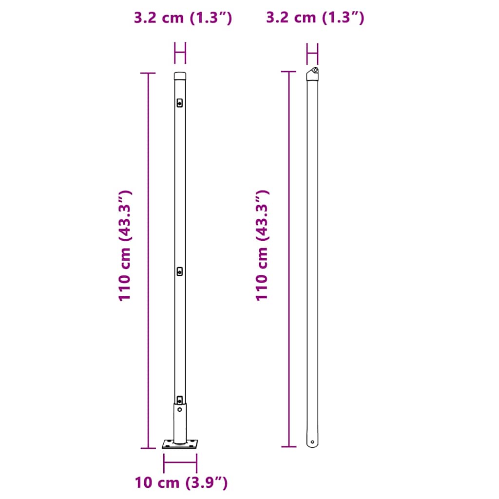 Stup za ogradu 13 pcs Siva Čelik