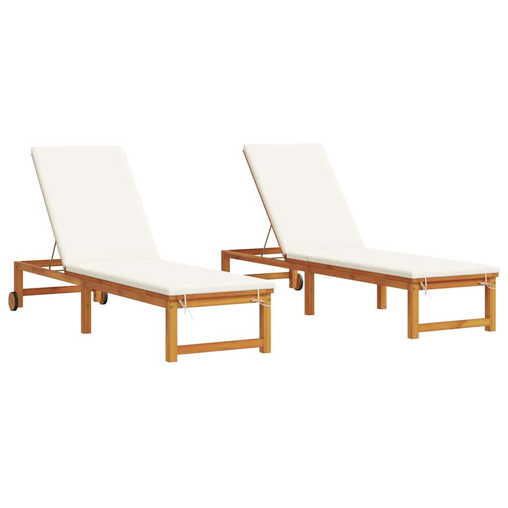 Ležaljka 2 pcs Smeđa 202 x 53 x 89 cm Čvrsto drvo akacije
