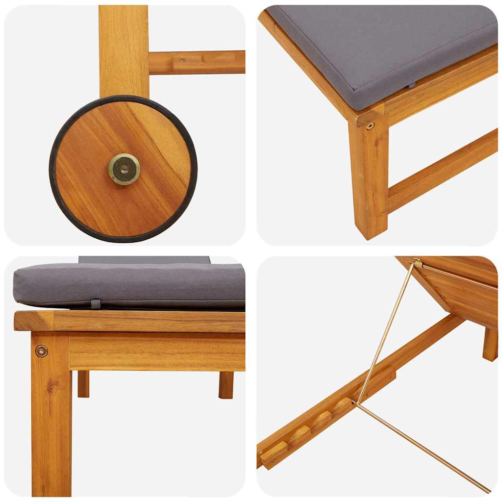 Ležaljka 2 pcs Smeđa Čvrsto drvo akacije