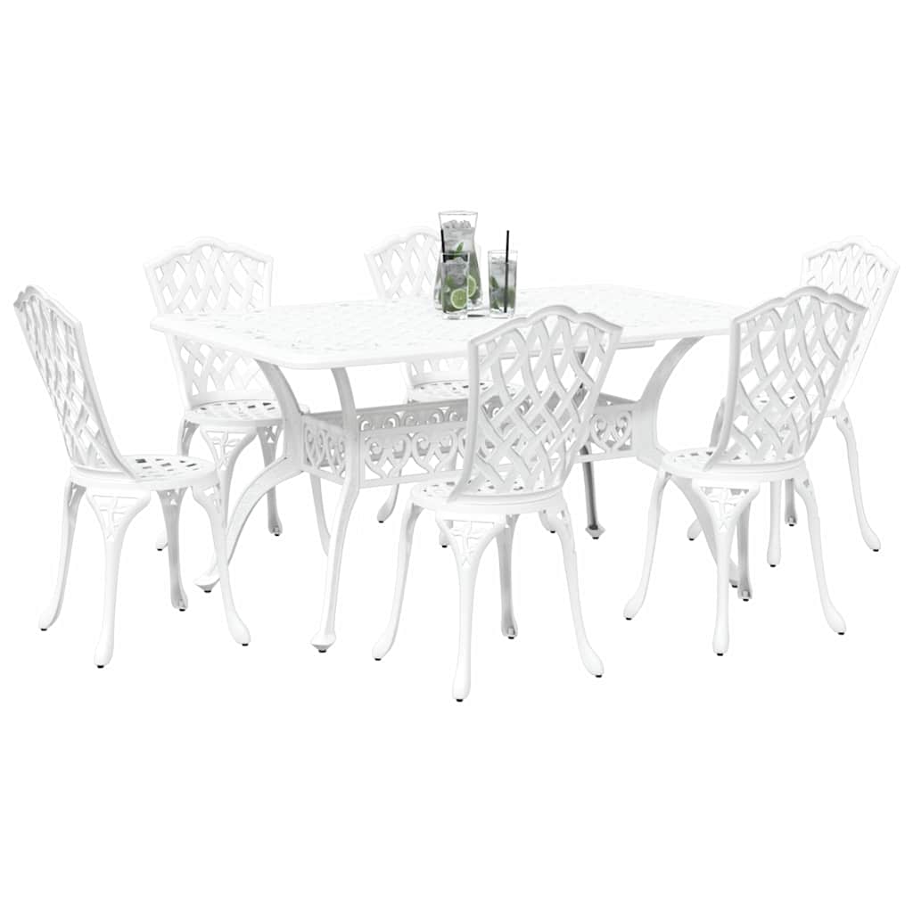 Vrtni set za objed 7 pcs Bijelo Aluminij