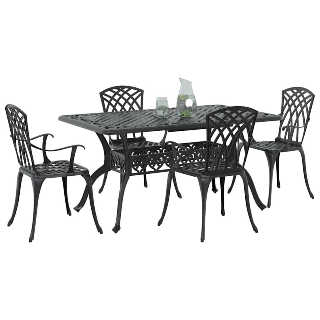 Vrtni set za objed 5 pcs Crna Aluminij