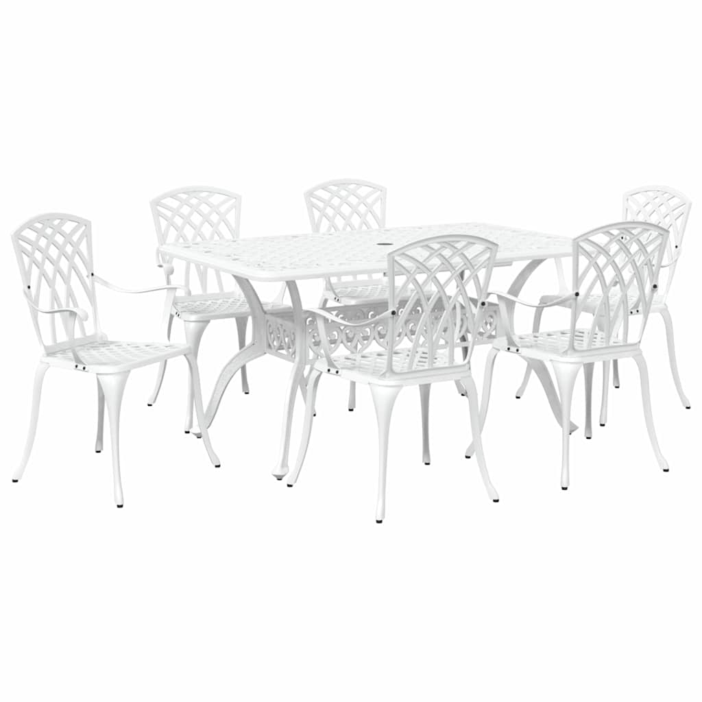 Vrtni set za objed 7 pcs Bijelo Aluminij