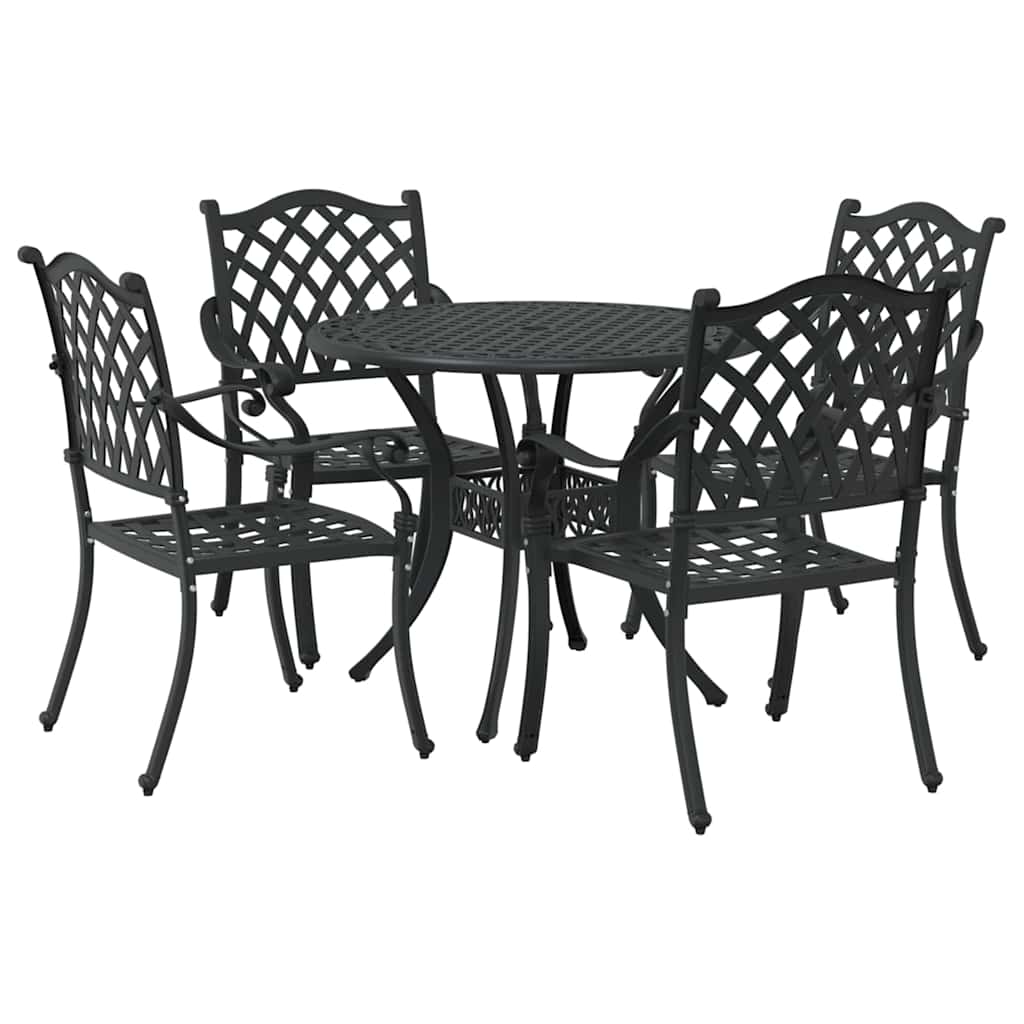 Vrtni set za objed 5 pcs Crna Aluminij