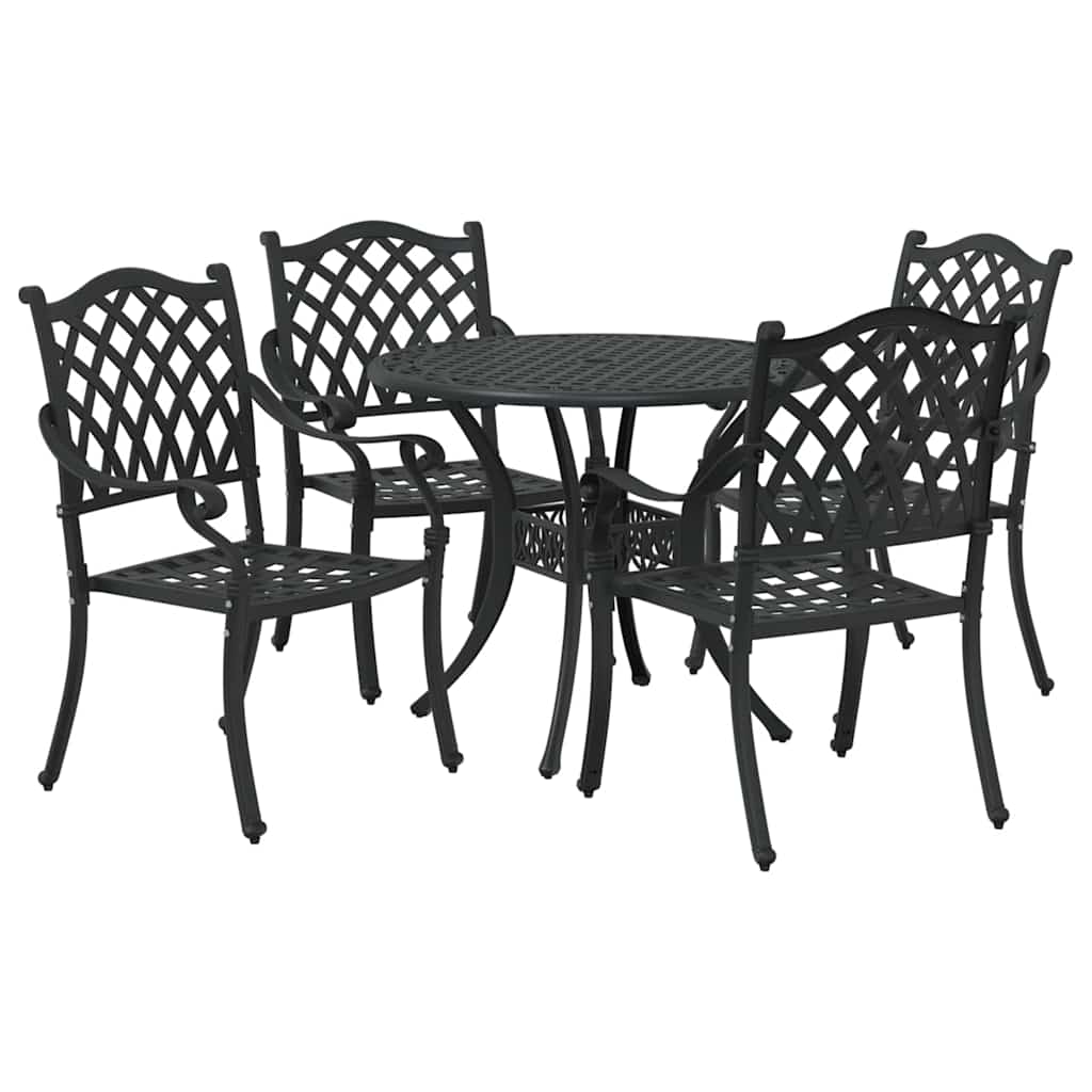 Vrtni set za objed 5 pcs Crna Aluminij