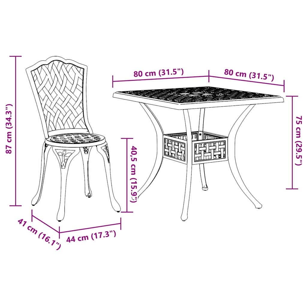 Set vrtnih stolova 5 pcs Zelena Liveni aluminij