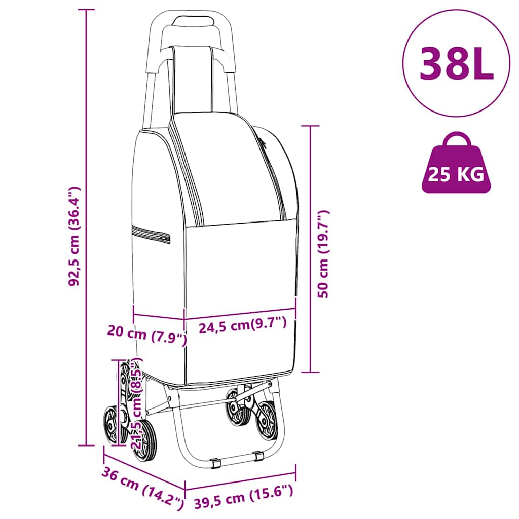 Kolica za kupovinu Plava 39,5 x 33 x 93 cm Oxford tkanina