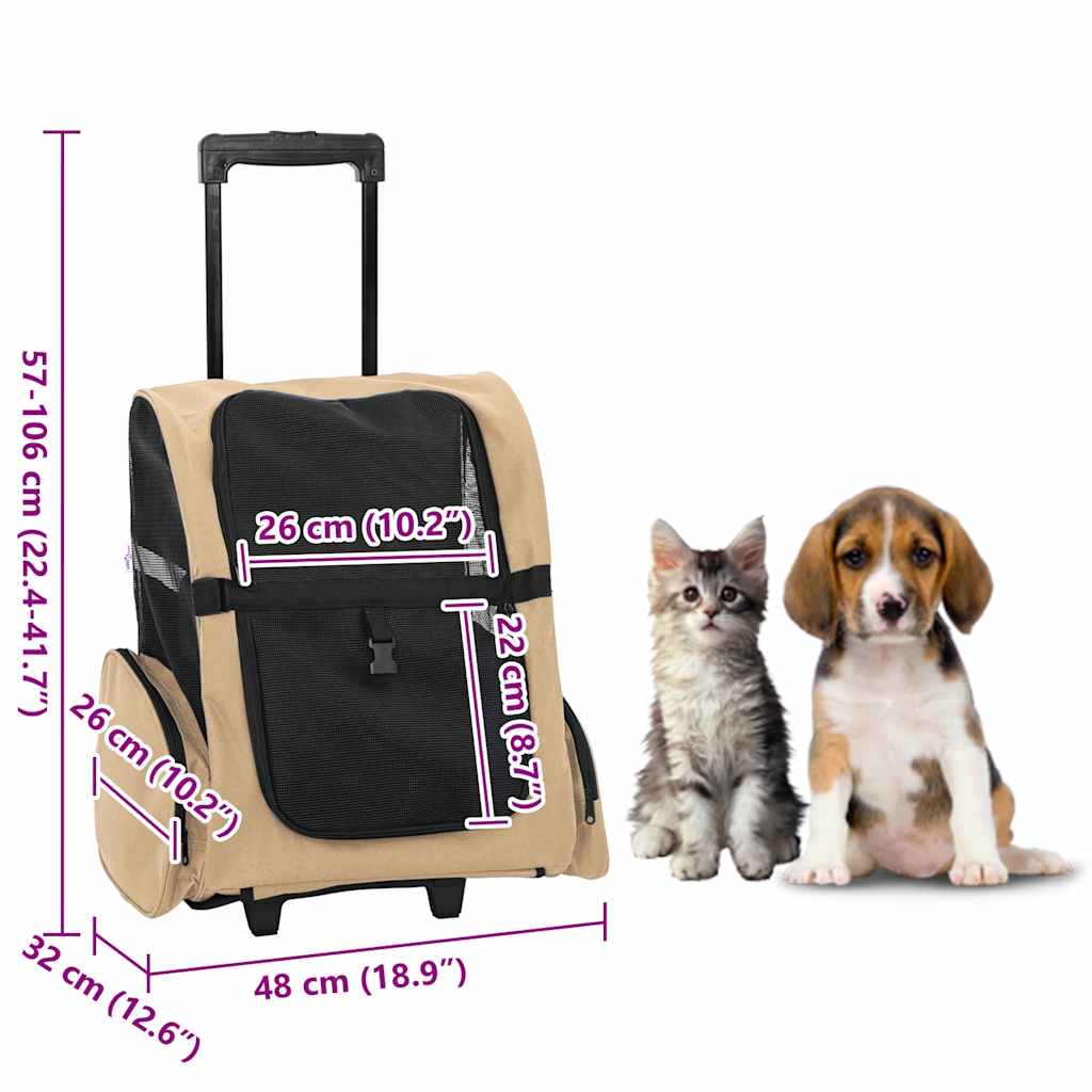 Kolica za kućne ljubimce 3 u 1 Dizajn Pješčana 48 x 32 x (57-106) cm Oxfordska tkanina