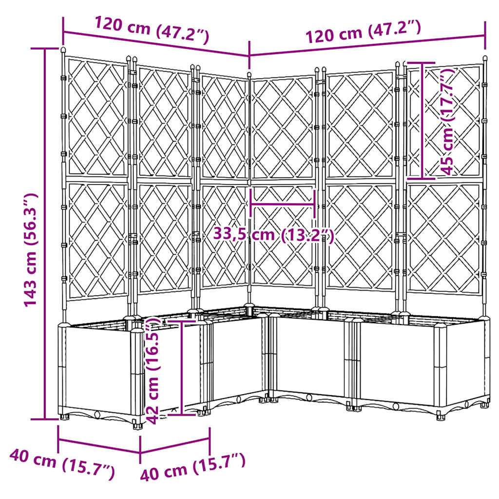 Vrtna saksija 5 pcs Smeđa 120 x 120 x 143 cm Plastika