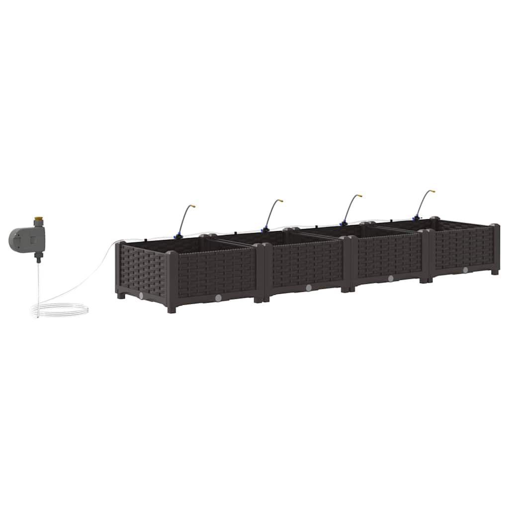 Vrtna saksija 4 pcs Smeđa 160 x 40 x 22 cm Plastika