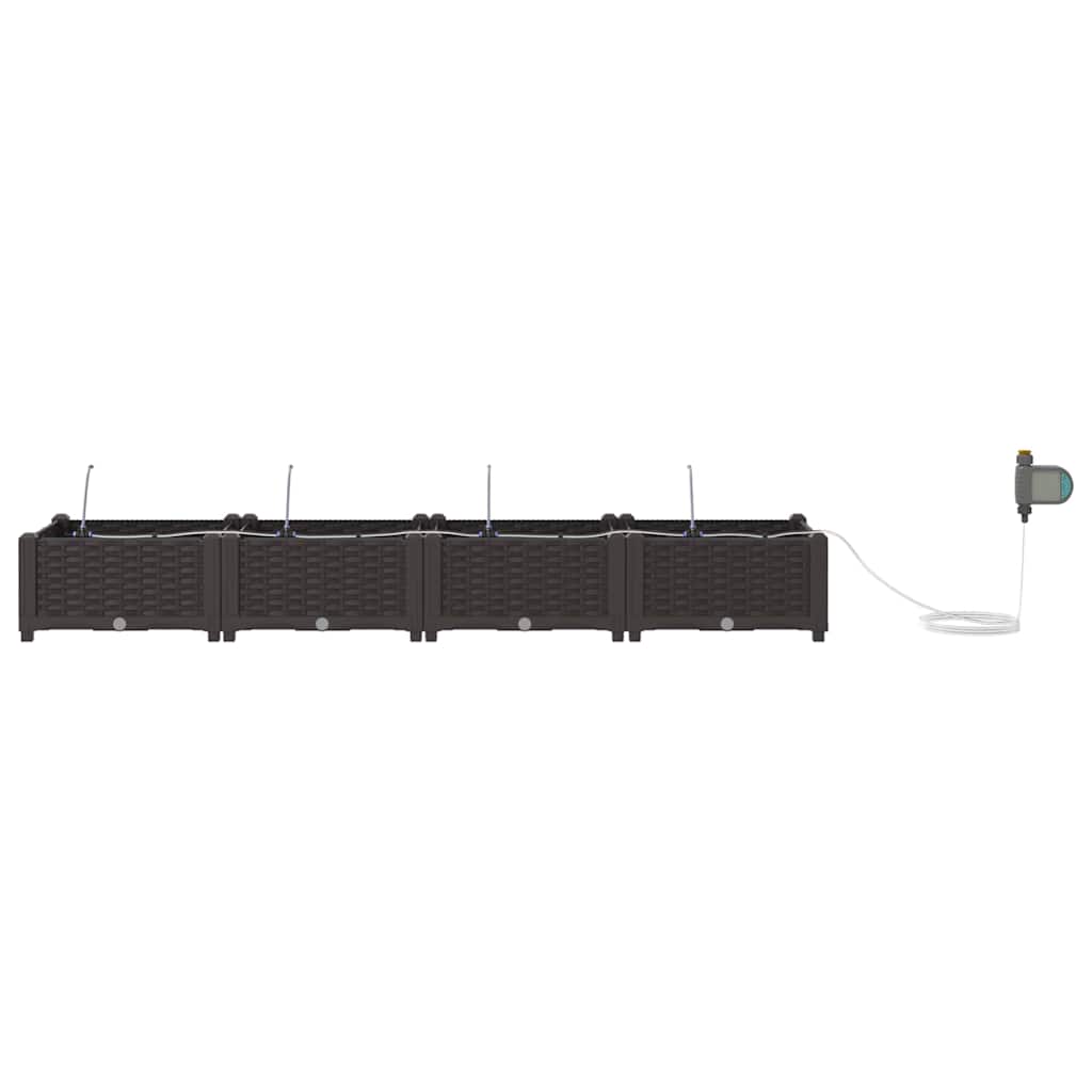 Vrtna saksija 4 pcs Smeđa 160 x 40 x 22 cm Plastika