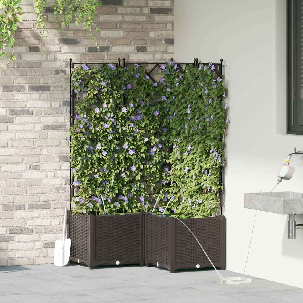 Vrtna saksija 3 pcs Smeđa 80 x 80 x 142 cm Plastika