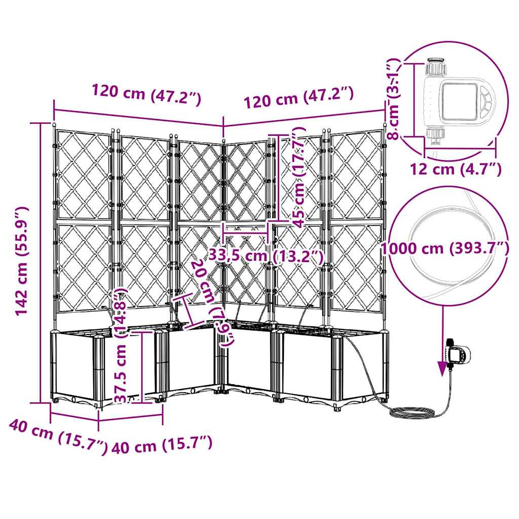 Vrtna saksija 5 pcs Smeđa 120 x 120 x 142 cm Plastika