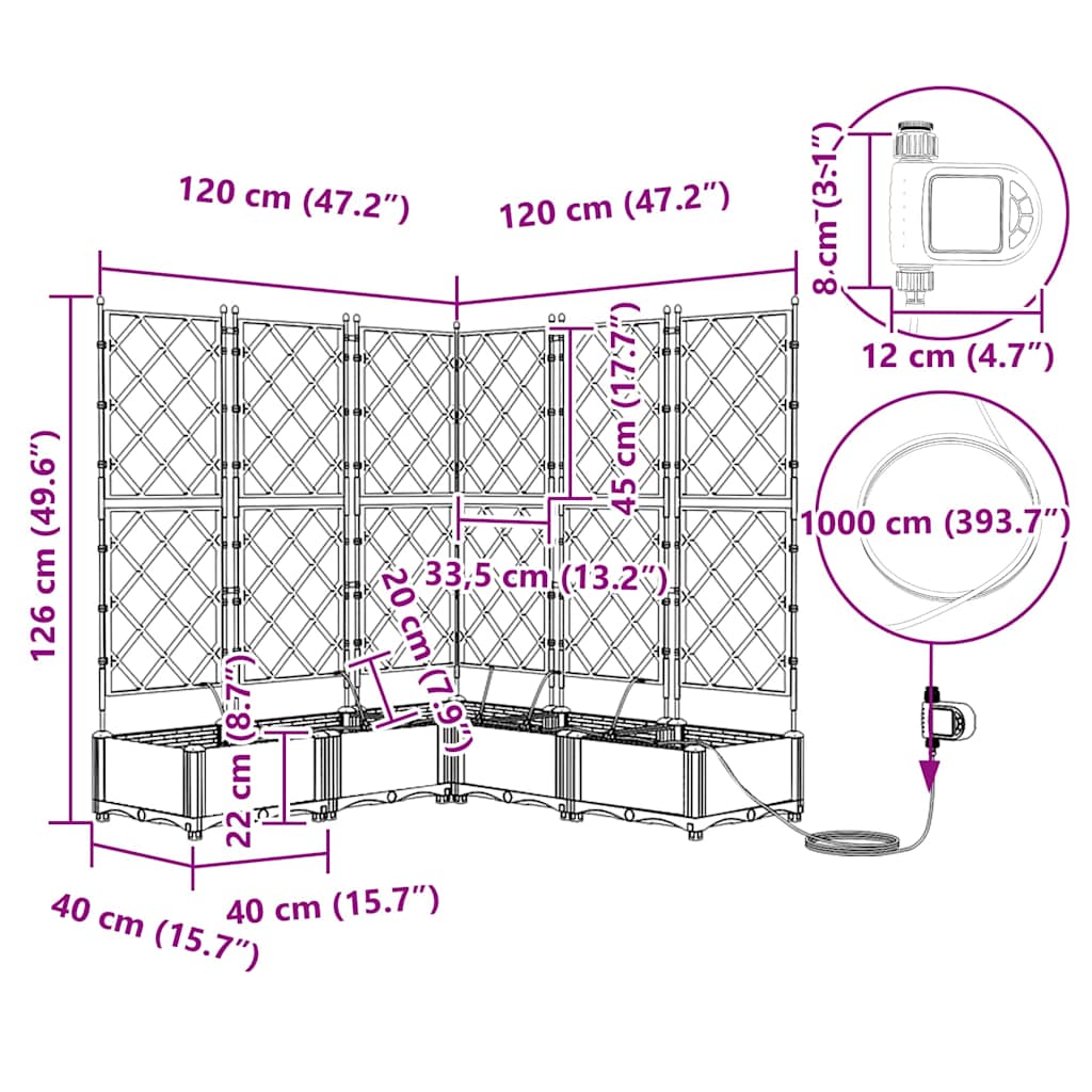 Vrtna saksija 5 pcs Crna 120 x 120 x 126 cm Plastika