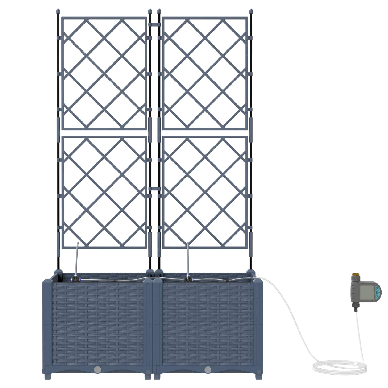 Vrtna saksija 2 pcs Sivi 80 x 40 x 142 cm Plastika