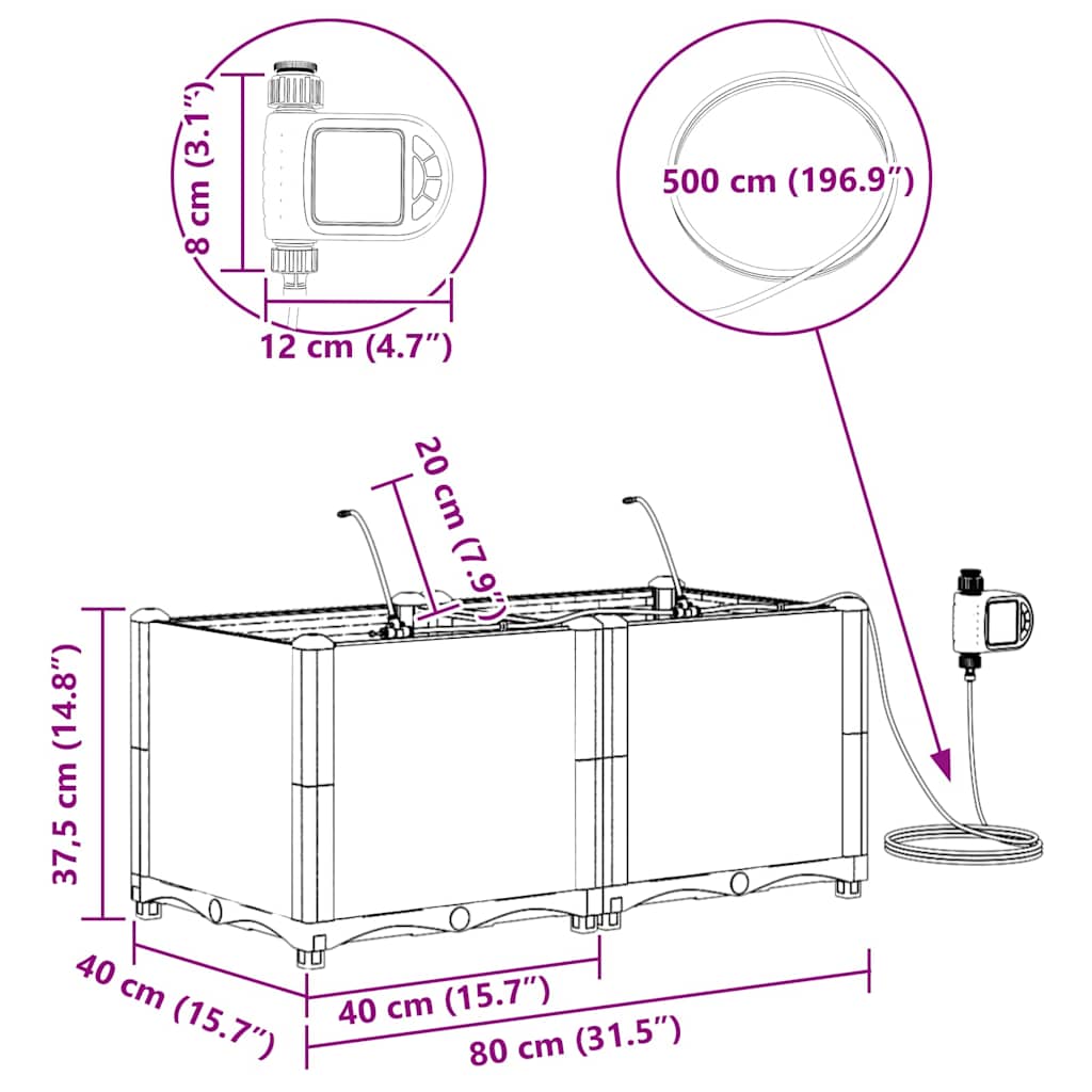 Vrtna saksija 2 pcs Svijetlo siva 80 x 40 x 37,5 cm Plastika