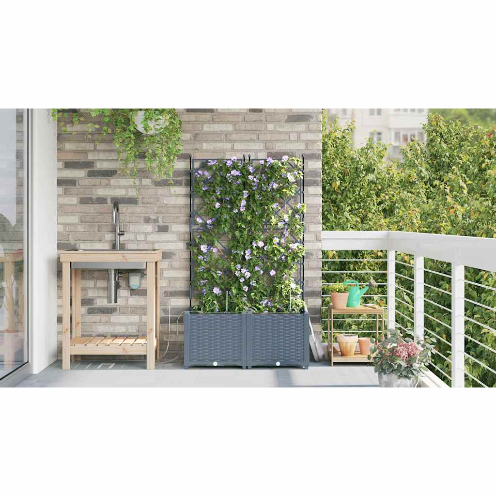 Vrtna saksija 2 pcs Svijetlo siva 80 x 40 x 142 cm Plastika