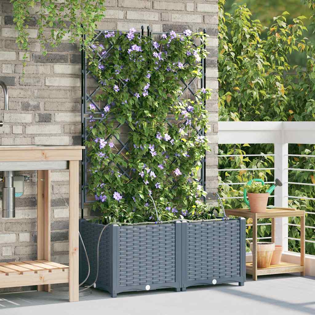Vrtna saksija 2 pcs Svijetlo siva 80 x 40 x 142 cm Plastika
