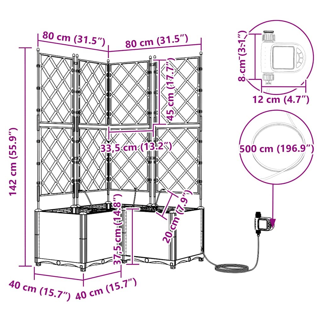 Vrtna saksija 3 pcs Svijetlo siva 80 x 80 x 142 cm Plastika