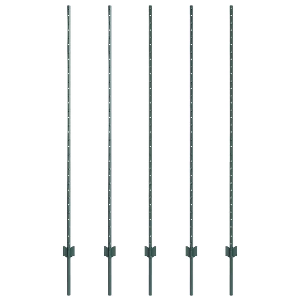 Stup za ogradu 5 pcs Zelena 160 cm Čelik