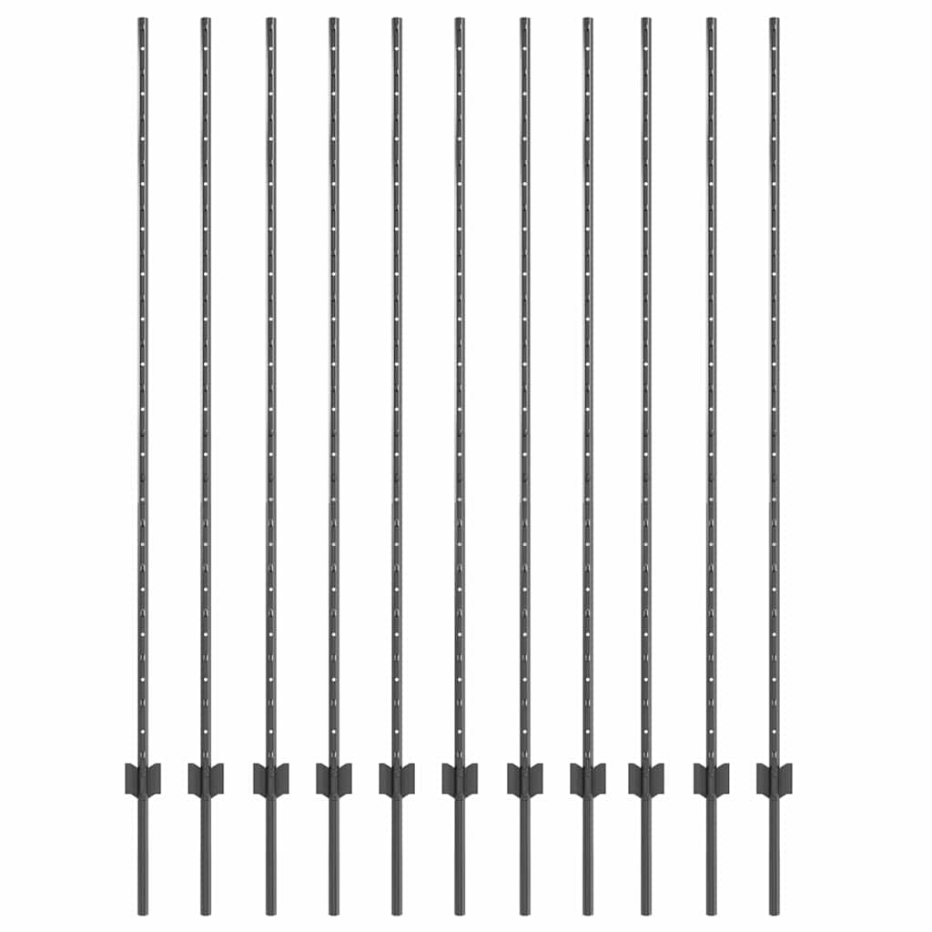 Stup za ogradu 11 pcs Siva 150 cm Čelik