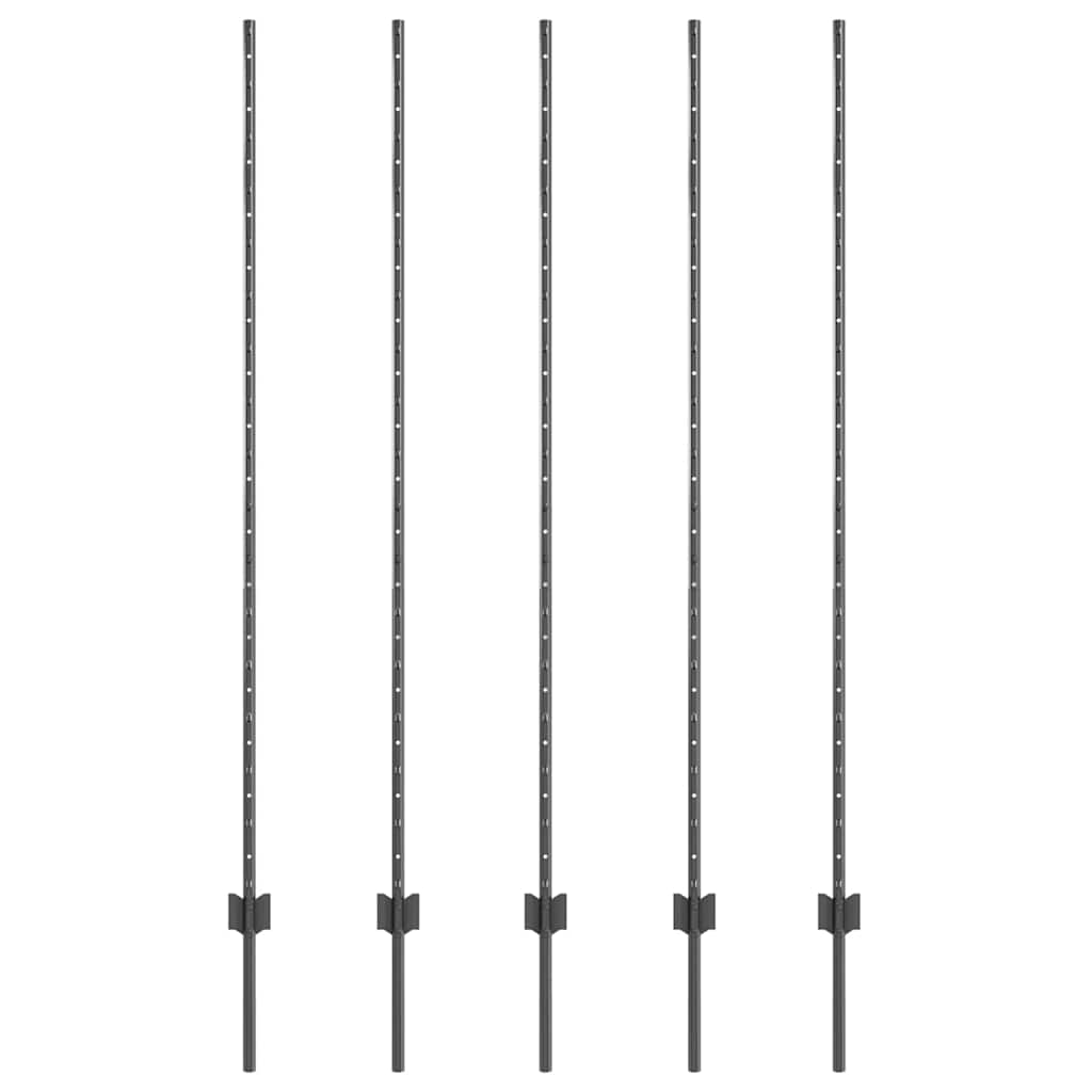 Stup za ogradu 5 pcs Siva 160 cm Čelik