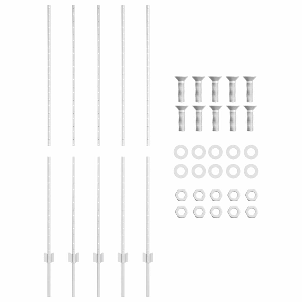 Stup za ogradu 5 pcs Srebrno 150 cm Čelik