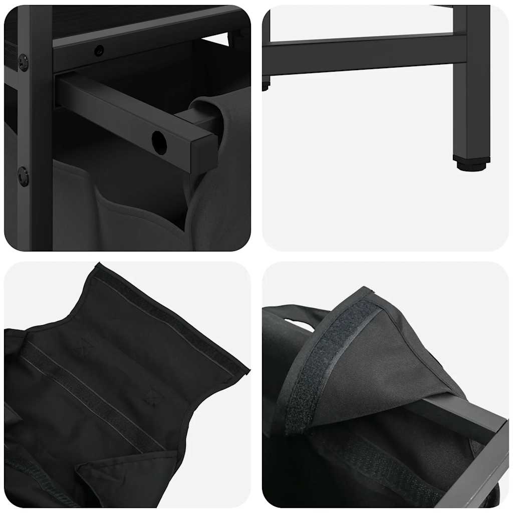Košara za rublje s 3 pretinca i policom, crni hrast