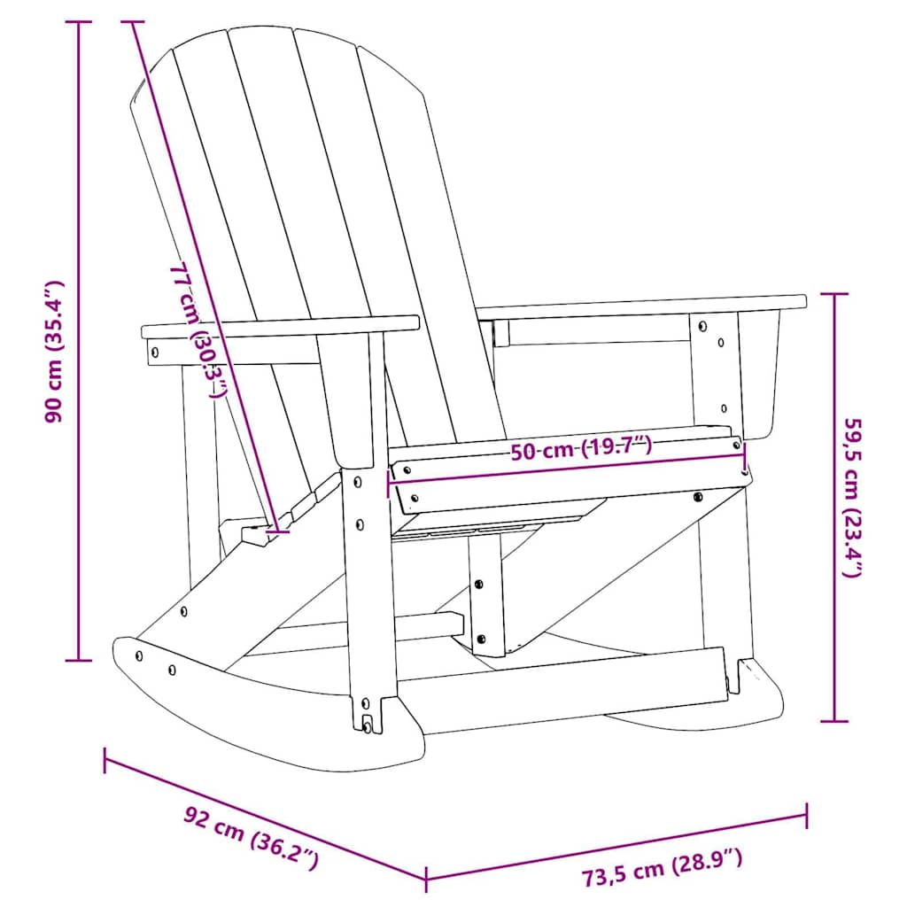 Adirondack ljuljačka Svijetlo siva HDPE