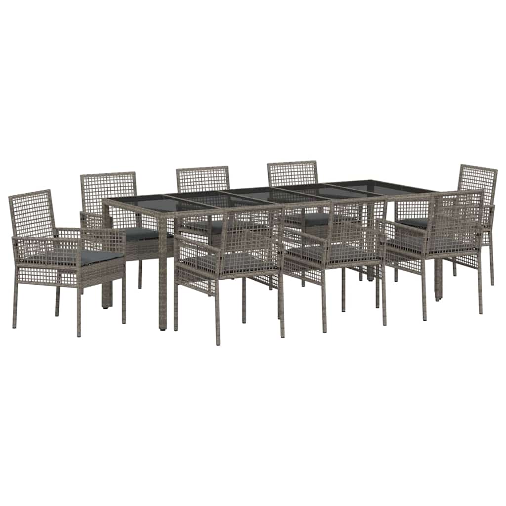 Vrtni set za objed 9 pcs Siva poliratan