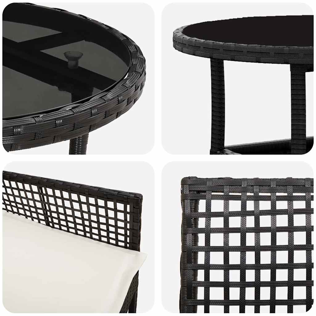 Vrtni set za objed 3 pcs Crna poliratan