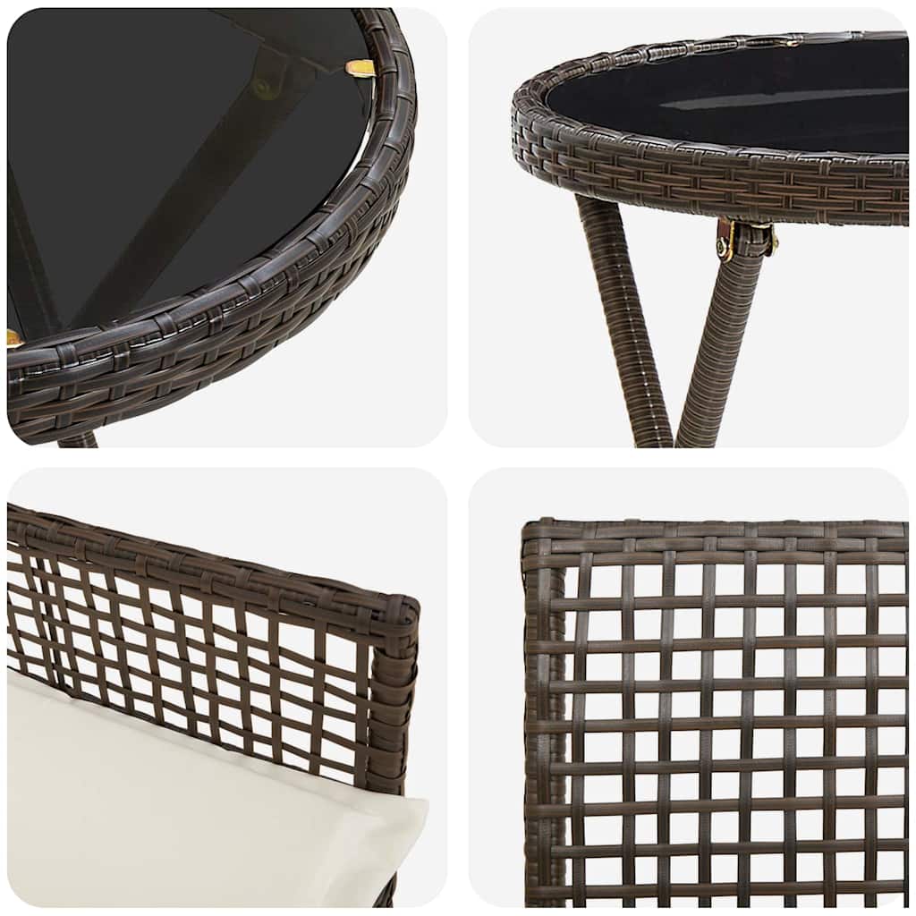 Bistro set za vrt 3 pcs Smeđa poliratan