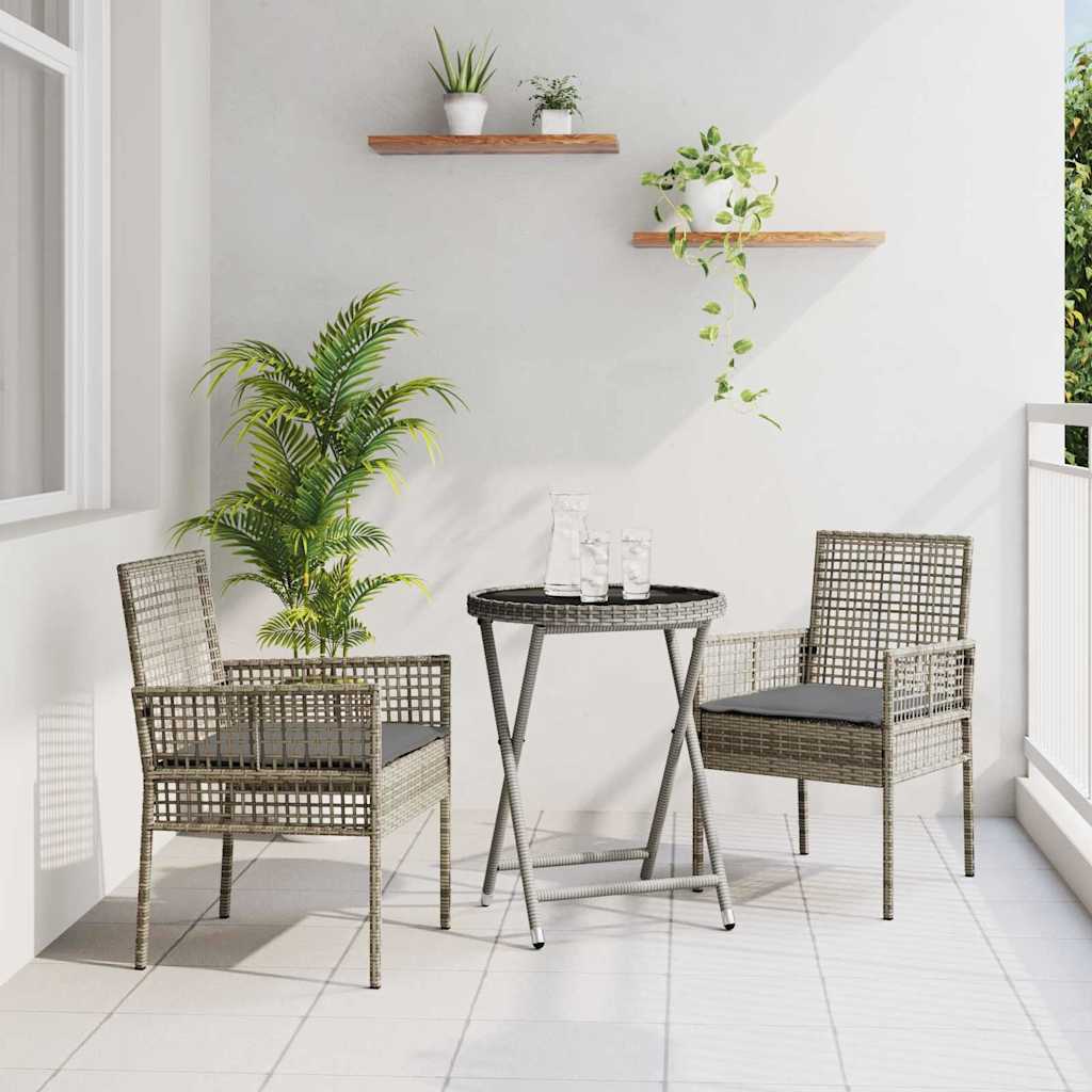 Bistro set za vrt 3 pcs Siva poliratan