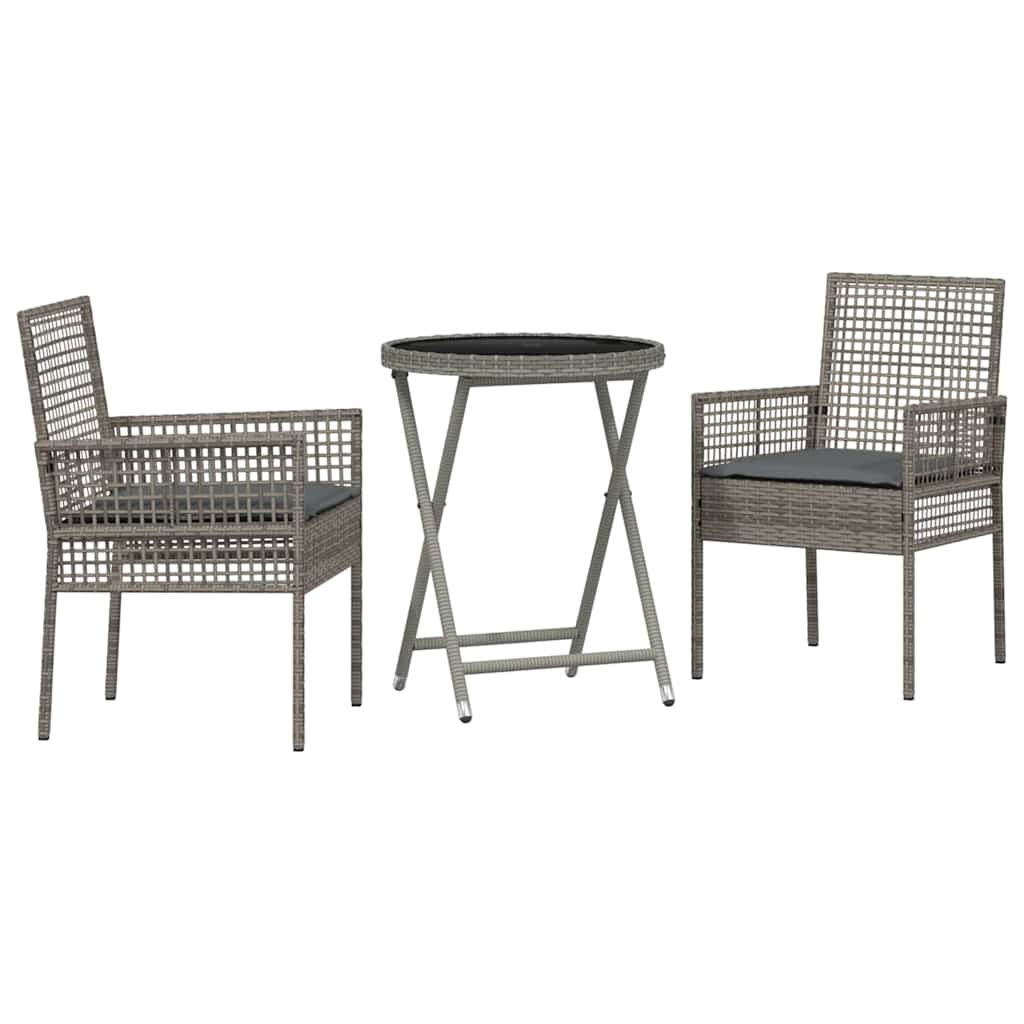 Bistro set za vrt 3 pcs Siva poliratan