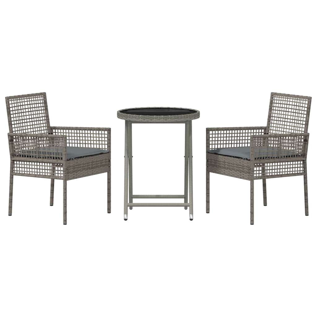 Bistro set za vrt 3 pcs Siva poliratan