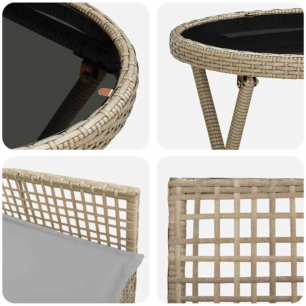 Bistro set za vrt 3 pcs Bež poliratan