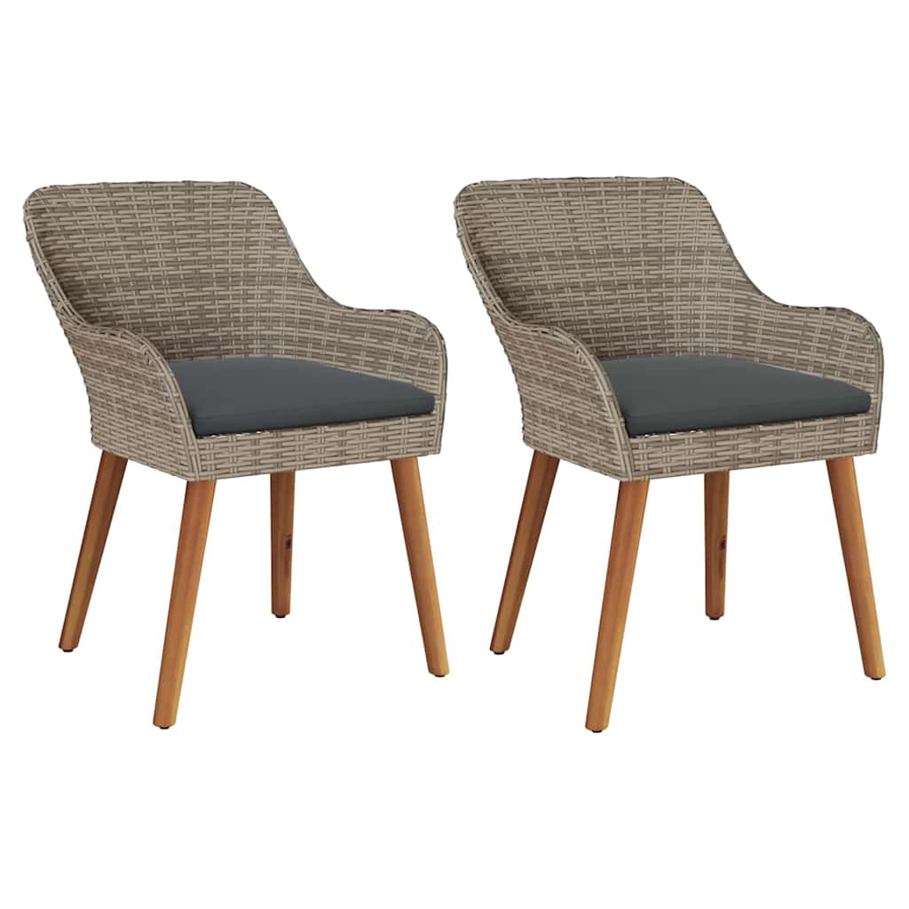 Vrtna stolica s jastukom 2 pcs Crna 62,5 x 55 x 82 cm poliratan