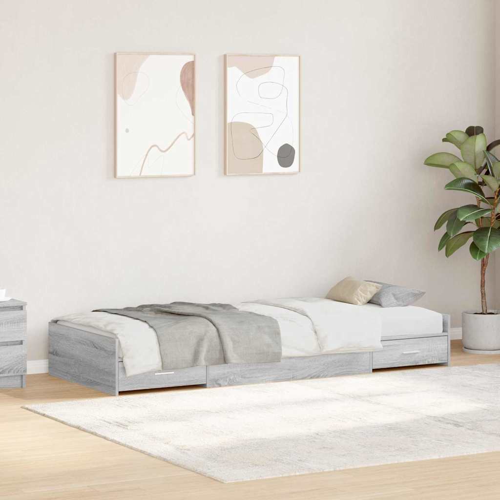 Krevetna konstrukcija s uzglavljem Siva Sonoma 98.5 x 200 cm