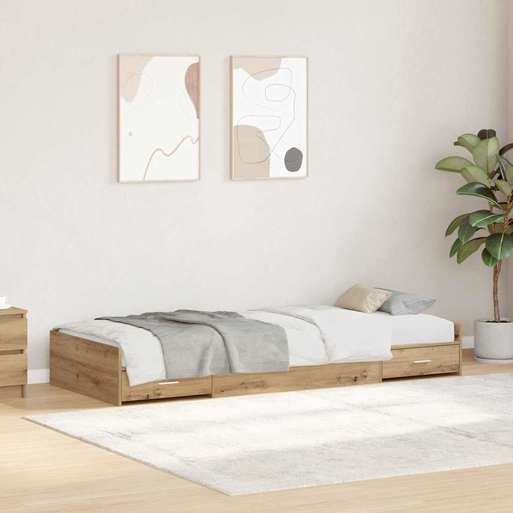Krevetna konstrukcija s uzglavljem Umjetnički hrast 90 x 200 cm