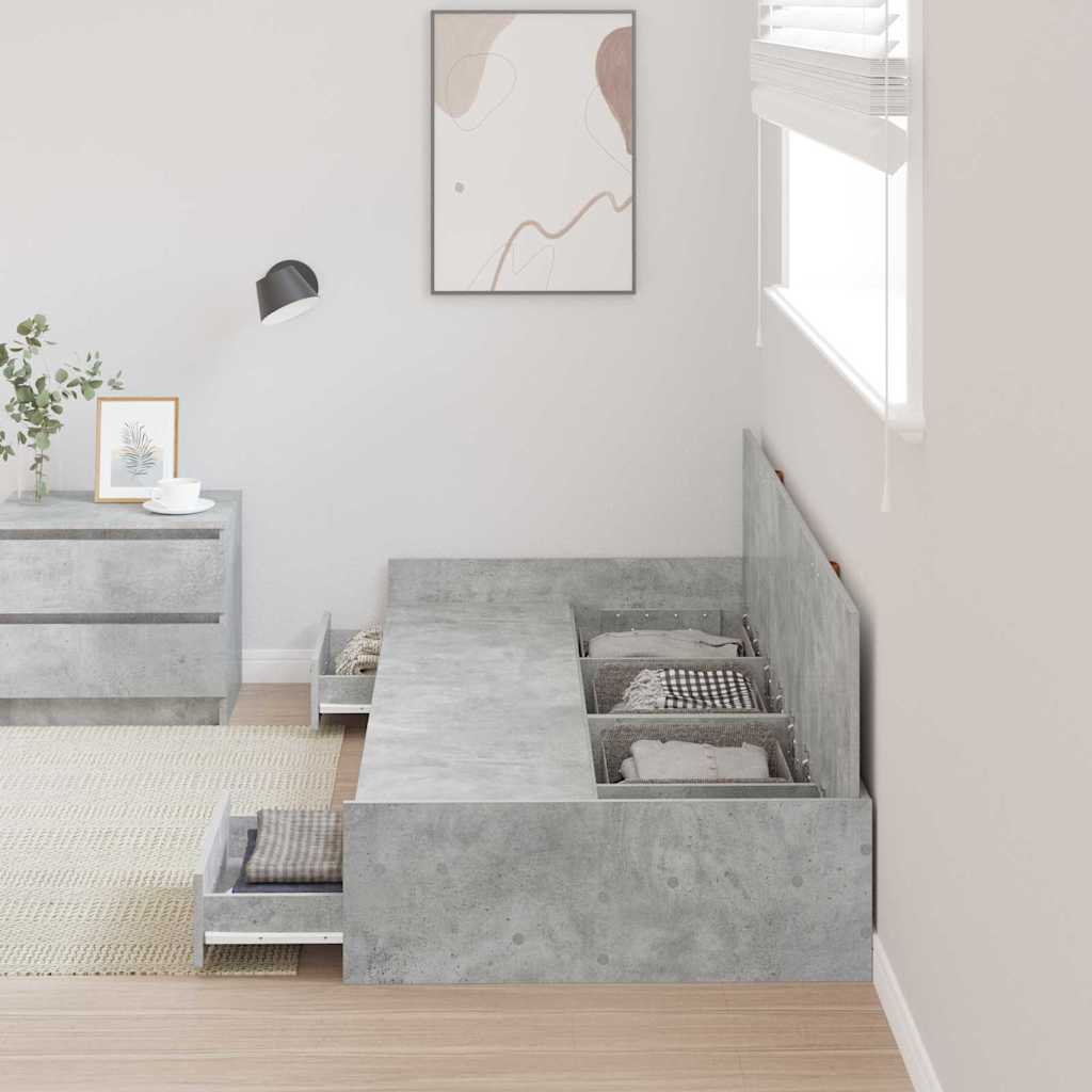 Krevetna konstrukcija s uzglavljem Betonski sivi 80 x 200 cm