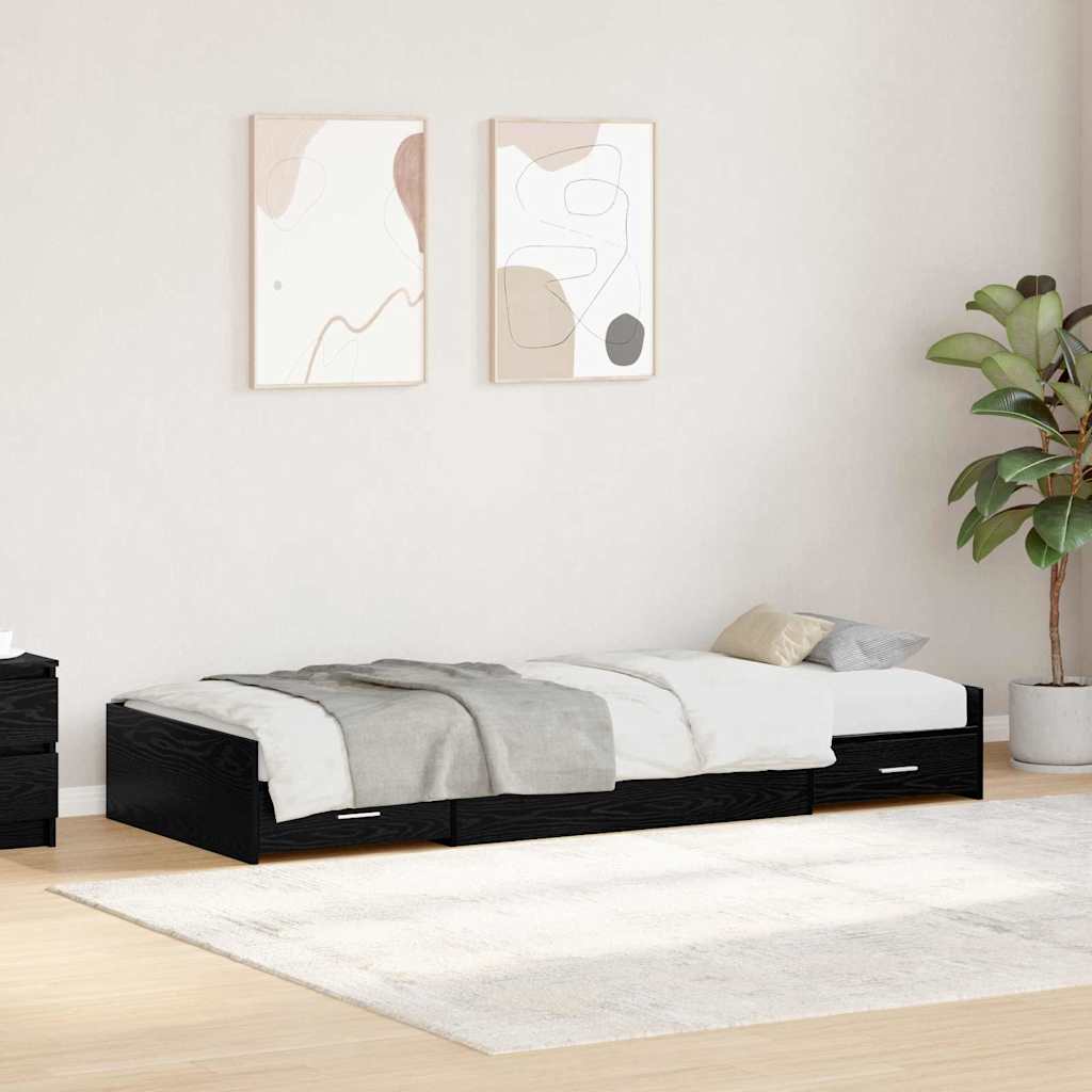 Krevetna konstrukcija Crni hrast 75 x 190 cm Konstruirano drvo